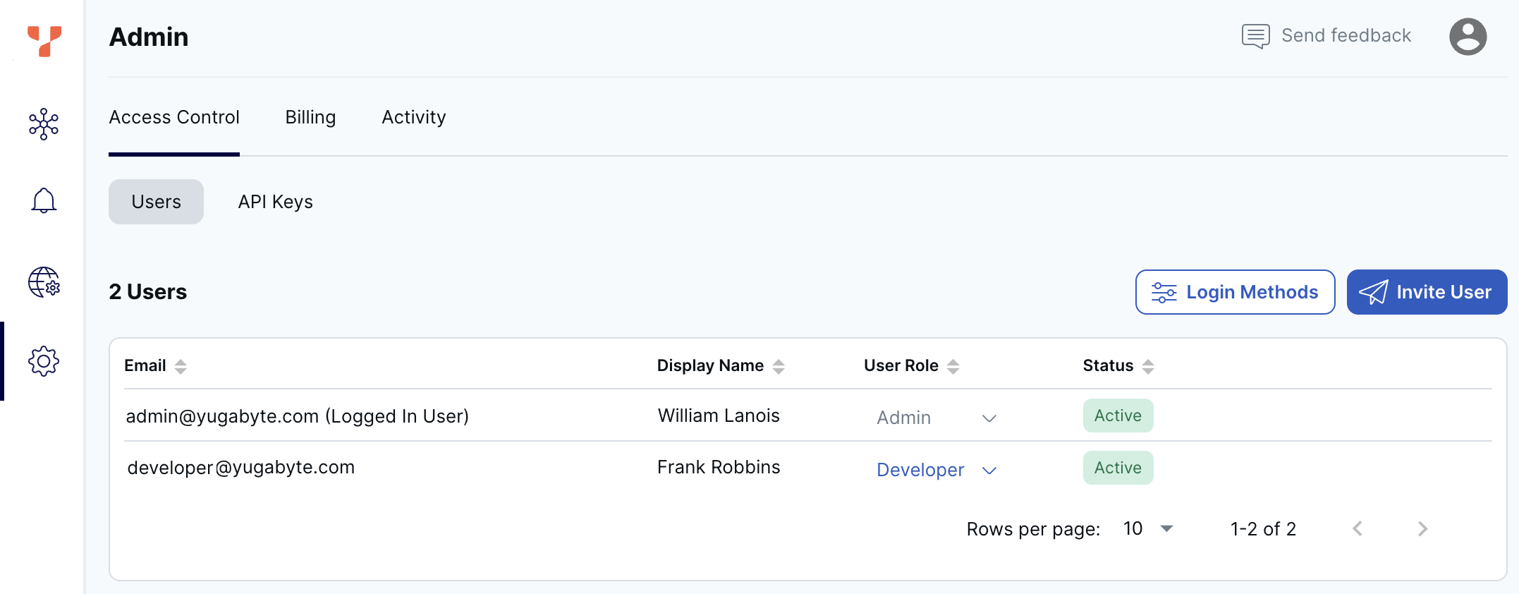 Admin Users page