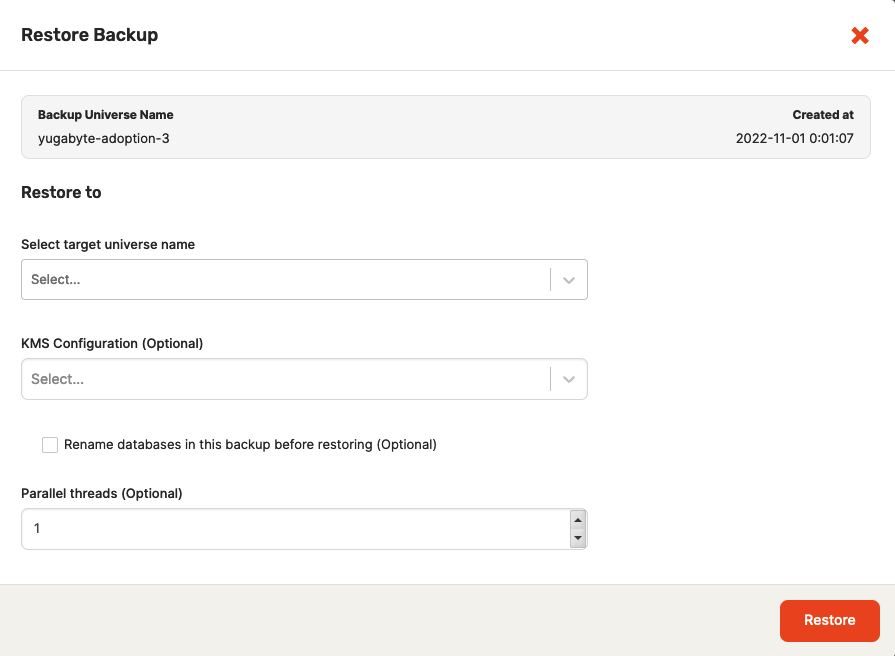 Restore backup - YCQL